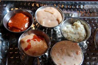 Dipping sauces at Monk