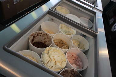 a multitude of ice cream flavors at Sweet Cow