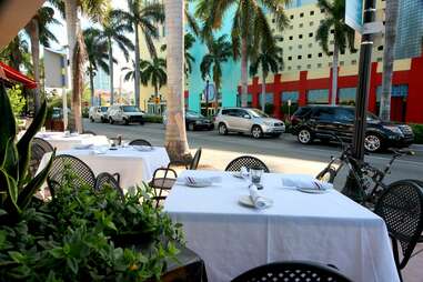 Outdoor seating at Tongue & Cheek