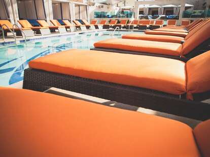 Poolside seating at Sapphire Pool & Day Club
