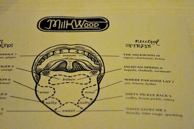 the cocktail menu at Milkwood