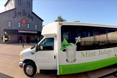 mint julep tours bus parked outside jim beam american stillhouse