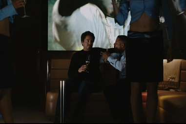 Tony Stark drinks champagne in Iron Man. 