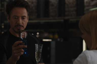 Tony Stark drinks champagne in The Avengers. 