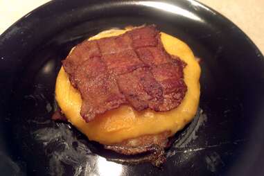 The bacon-weave breakfast sandwich. 