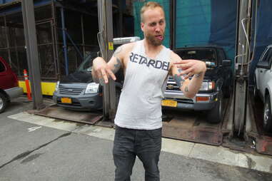 Sweet shirt in Essex St. parking lot