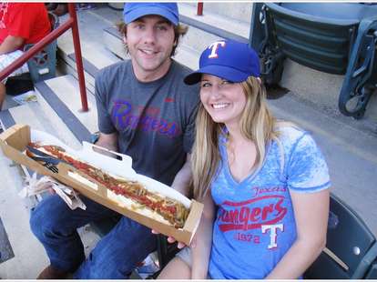 Boomstick hot dog at Rangers game