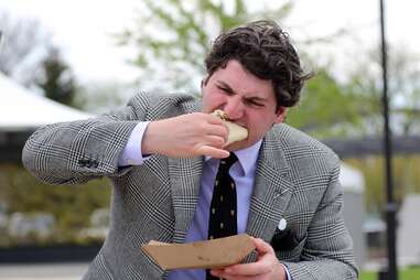 Charley biting into the Chipotle