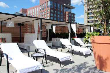 Cabanas and chaise lounges at the Revere Hotel