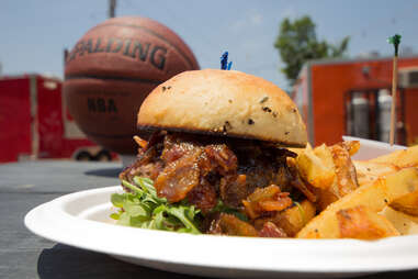 Svante's Space Jam burger next to a basketball