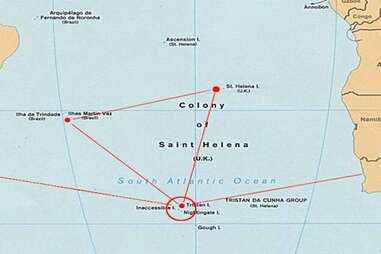 Map of Tristan da Cunha the most remote island in the world