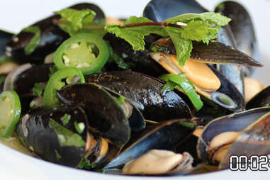 mussels with jalapeno mint butter