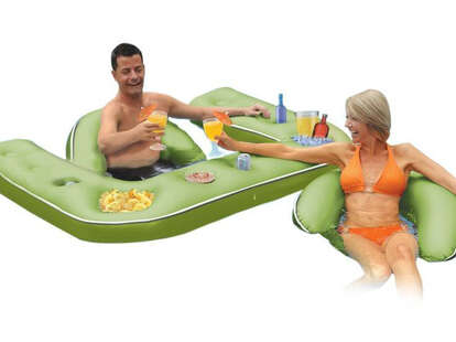 stocked Floating Bar with floating lounger