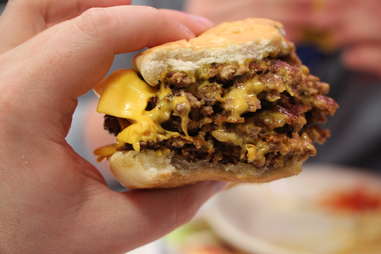 The Steak Shake 7x7 Burger Seven Patty 1330 Calorie Burger Thrillist Nation The Steak Shake 7x7 Burger Seven Patty 1330 Calorie Burger Thrillist Nation