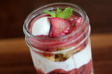 Grilled rhubarb trifle at Endgrain in Roscoe Village