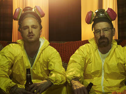 Jesse Pinkman (Aaron Paul) and Walter White (Bryan Cranston) kick back with some cold ones. 