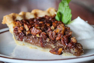 Homemade Pecan Pie with bourbon whipped cream at Magnolia Tap and Kitchen in downtown San Diego.