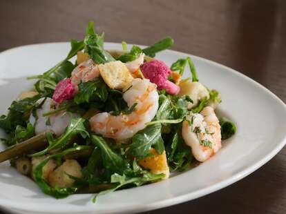 poached shrimp salad, pickled vegetables, chili-shallot vinaigrette 