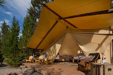 Luxury tent exterior at The Resort at Paws Up's Campside Creek 