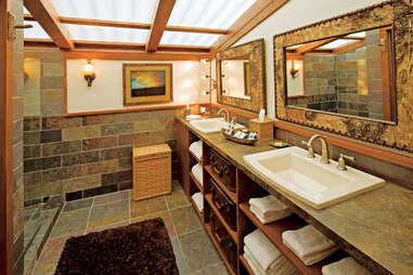 Master bathroom in luxury tent at The Resort at Paws Up's Campside Creek 