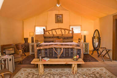 Luxury tent interior at The Resort at Paws Up's Campside Creek