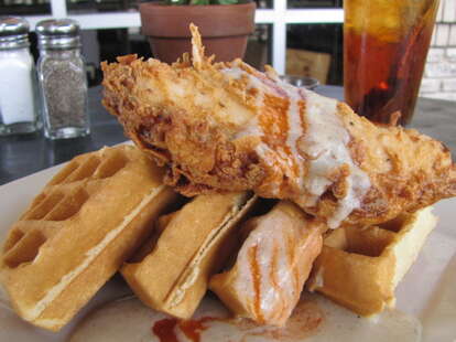 Chicken and waffles at Bread Winners