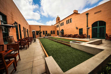 Bocce Ball Courts at Stone Brewing World Bistro & Gardens - Liberty Station in San Diego.