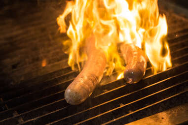 Searsucker hot dog on the grill