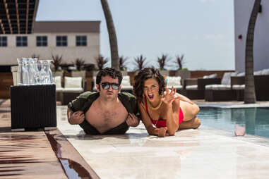 Rio Rooftop pool waitress and Dan Gentile