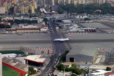 plane taking off at gibralter