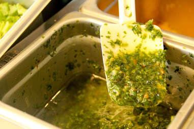 The homemade chimichurri sauce from the Braz BQ Truck