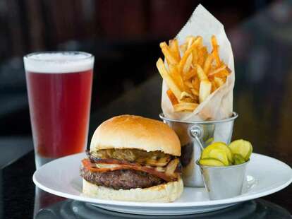 Burger, fries, and a beer at Detroit Prime