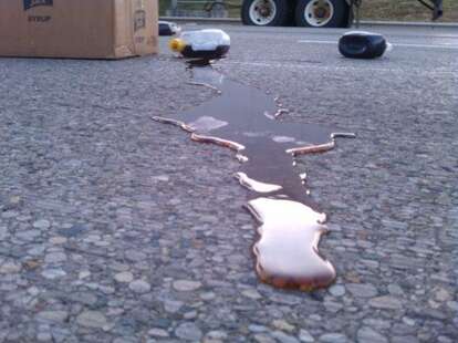 Food spill on the pavement