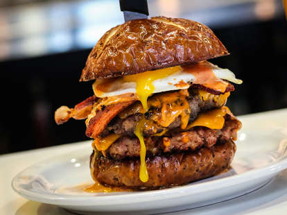 July's burger of the month at Slater's 50/50 in San Diego.