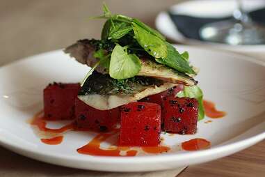 Pressed-watermelon mackerel at Block + Tackle. 