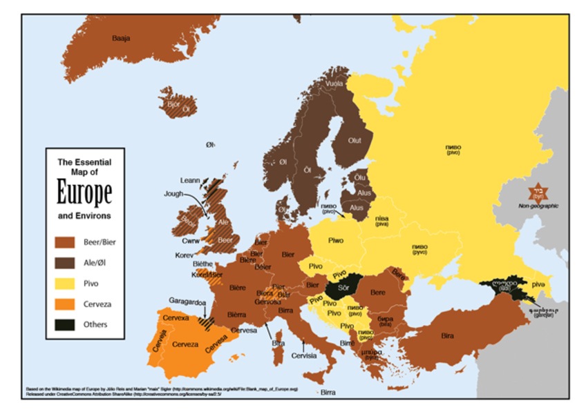 Here S A Handy Map Of How You Say Beer In Every European Country Thrillist Nation