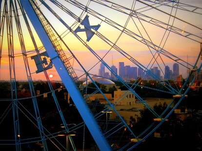 The view of the skyline from Fair Park