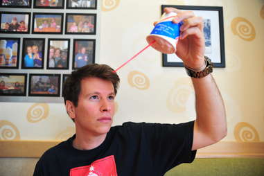 guy inspects Dairy Queen Blizzard