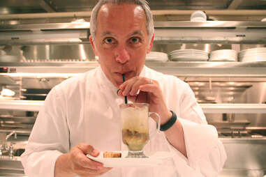 Iron Chef and Chopped judge Geoffrey Zakarian sips an affogato at the Lambs Club