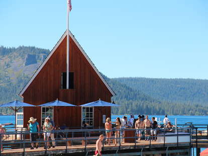 An outdoor bar on Lake Tahoe