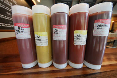 Regional BBQ sauces at Blackwood BBQ in the Loop