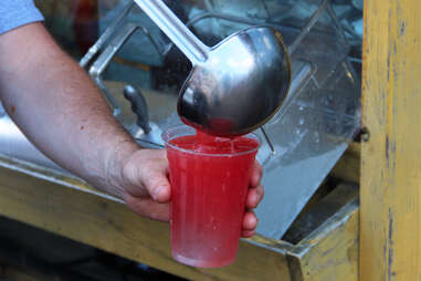 Cup of watermelon aqua fresca at Formaggio Kitchen