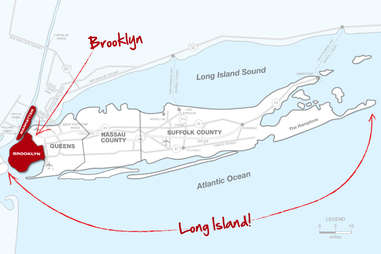Manhattan, Brooklyn, Long Island map