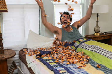 throwing up fortune cookies in bed