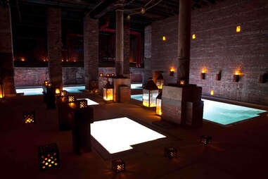 bathhouse pools with lanterns