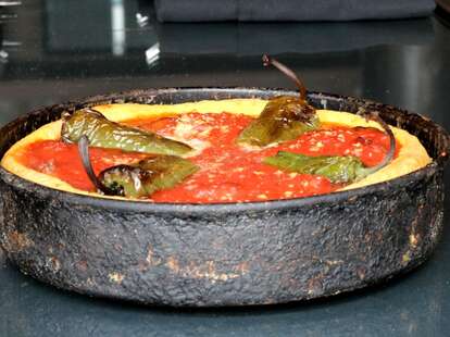 Gino's Jalapeno Blue deep dish pie.