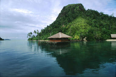 Hut on island