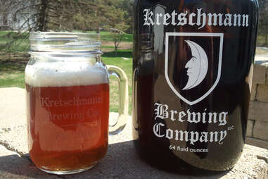 Glass and growler from the Kretschmann Brewing Company