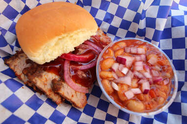 Beef brisket at the Husky Hog BBQ food truck