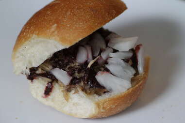 Mayhem & Stout blueberry Sriracha brisket sandwich